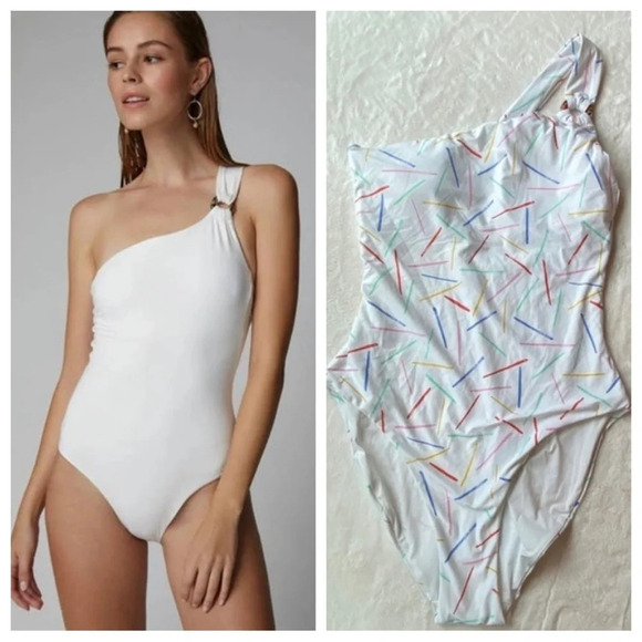 New! Onia x WeWoreWhat Jenna confetti one shoulder swimsuit 19513 - Picture 1 of 12